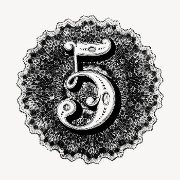 Decorative number 5 clipart, vintage | Free Vector - rawpixel