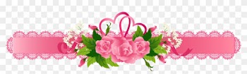 Decorative Pink Ribbon With Roses Png Clipart Gallery - Pink Flowers Border Png
