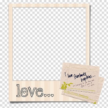 Decorative Polaroid Frame, i love Starbucks printer paper transparent background PNG clipart
