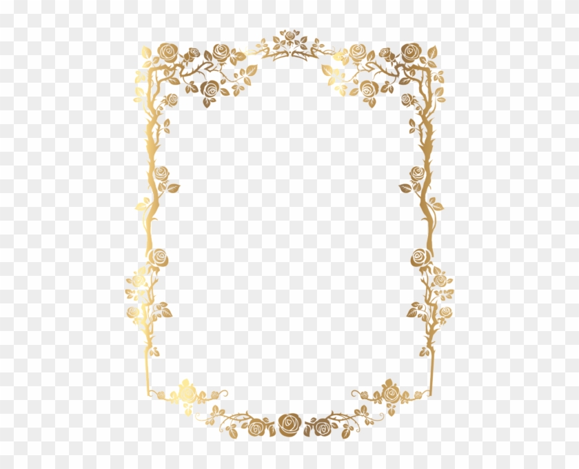 Decorative Rose Frame Png Clip Art Image - Moldura Dourada Png