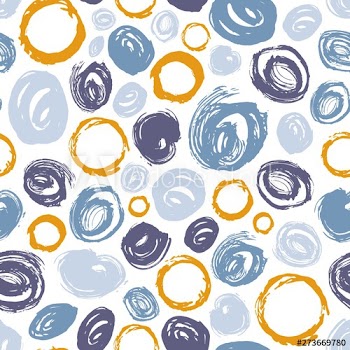 Decorative seamless pattern with round paint stains, smears or smudges on white background