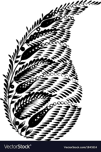 Decorative silhouette of a floral paisley vector image