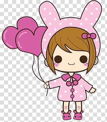 DeDecoraciones s, brown-haired girl holding balloon transparent background PNG clipart