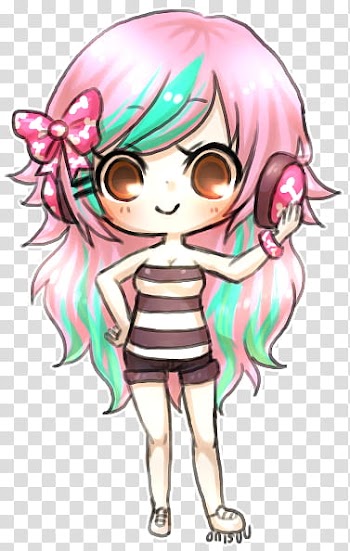 DeDecoraciones s, pink haired girl wearing pink ribbon illustration transparent background PNG clipart