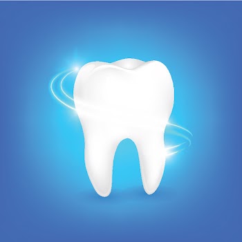 Deep cleaning, dental care concept. Icon design, Illustration on blue...