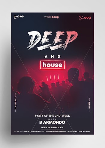 Deep House Party PSD Free Flyer Template
