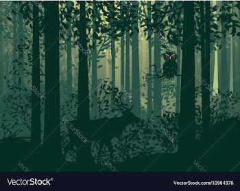 Deer and Abstract Forest Landscape vector image