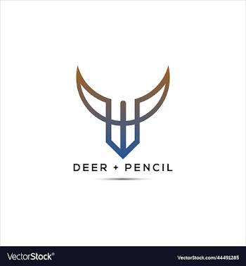 deer and pencil shape logo design icon