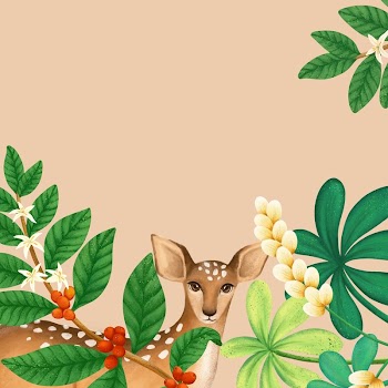 Deer background, peachy floral drawing | Free Photo Illustration - rawpixel
