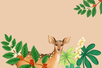 Deer background, peachy floral drawing | Free Photo Illustration - rawpixel