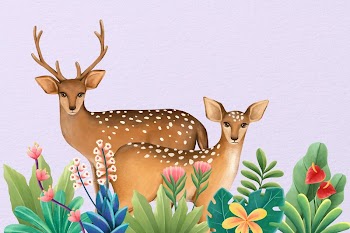 Deer background, purple floral drawing | Free Photo Illustration - rawpixel