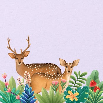 Deer background, purple floral drawing | Free Photo Illustration - rawpixel