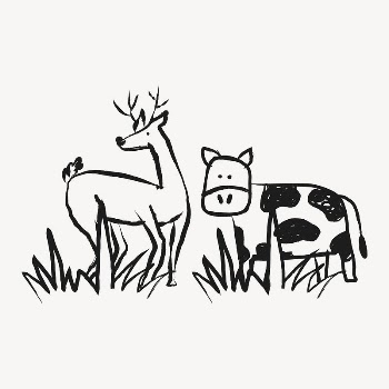 Deer, cow sticker, cute animals | Free PSD Illustration - rawpixel