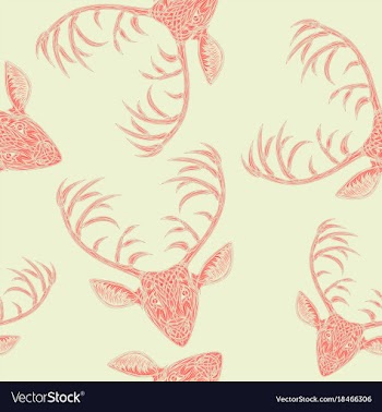 Deer heads seamless pattern vector image