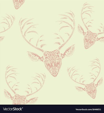 Deer heads seamless pattern vector image