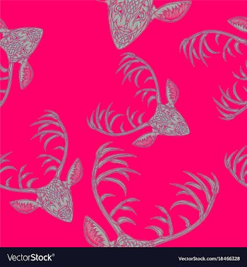 Deer heads seamless pattern vector image