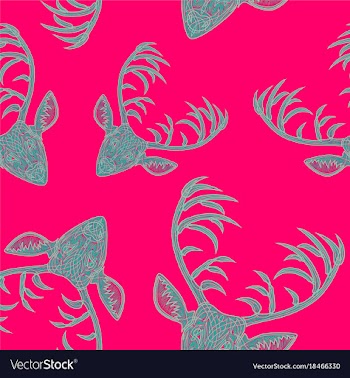Deer heads seamless pattern vector image