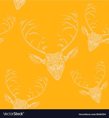 Deer heads seamless pattern vector image