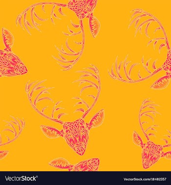Deer heads seamless pattern vector image
