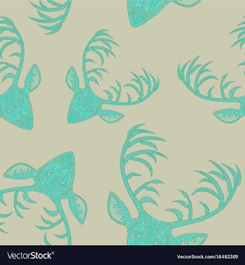 Deer heads seamless pattern vector image