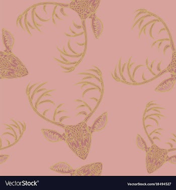 Deer heads seamless pattern vector image