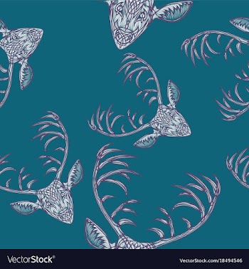 Deer heads seamless pattern vector image