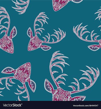 Deer heads seamless pattern vector image