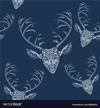 Deer heads seamless pattern vector image