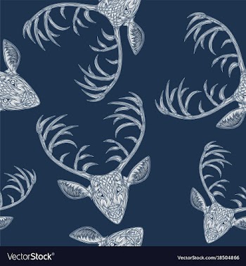 Deer heads seamless pattern vector image