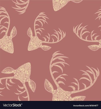 Deer heads seamless pattern vector image