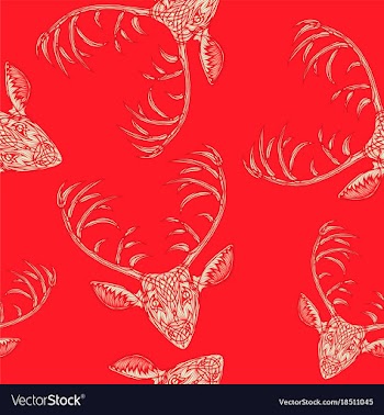 Deer heads seamless pattern vector image