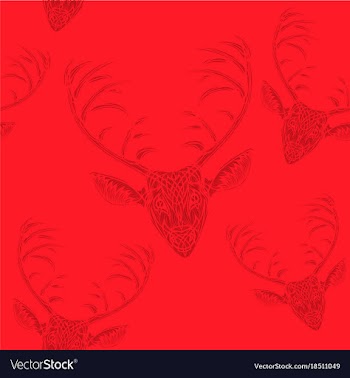 Deer heads seamless pattern vector image