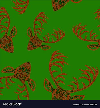 Deer heads seamless pattern vector image