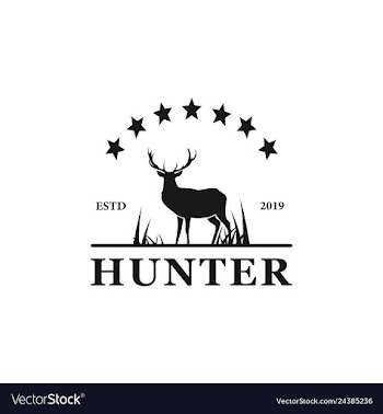 Deer hunter badge logo design vector image