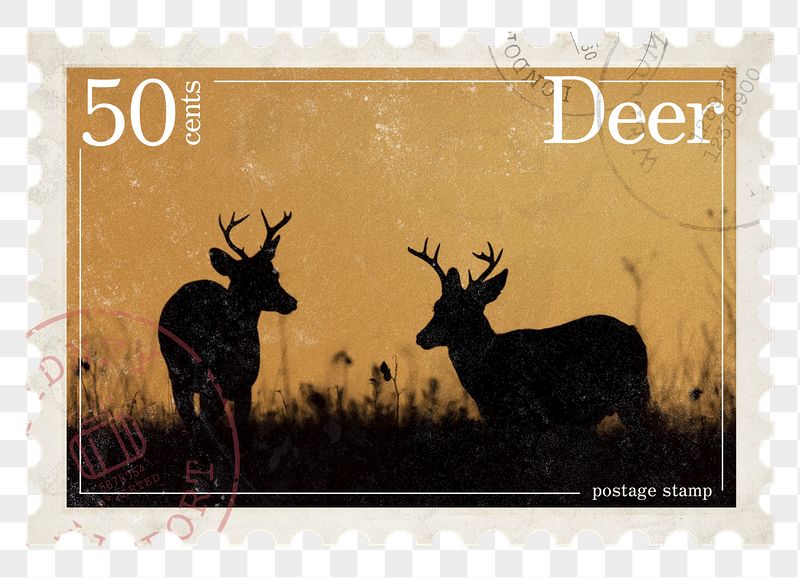 Deer png post stamp sticker, | Free PNG - rawpixel