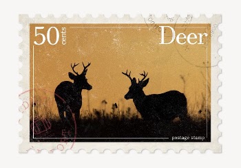 Deer postage stamp, animal collage | Free PSD - rawpixel