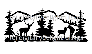 Deer scene rectangle svg – Digitallydelightfulsvgs