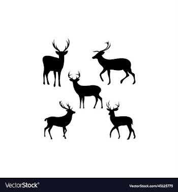 deer set silhouette icon logo