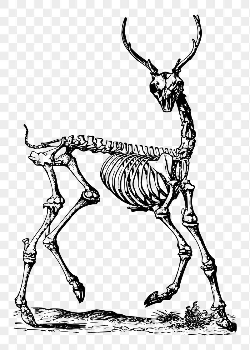 Deer skeleton png sticker illustration, | Free PNG - rawpixel