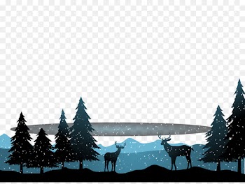 Deer Snow Winter Landscape Christmas - Snowing 