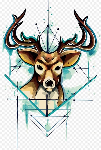 Deer Unicorn Tattoo Drawing - Vector watercolor deer head 