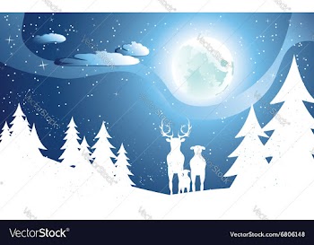 Deers in Winter Forest2 vector image