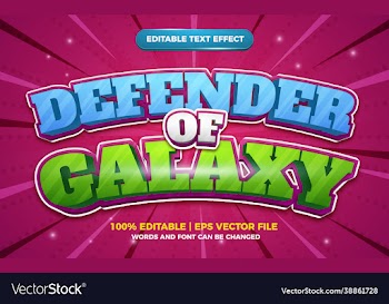 defender galaxy cartoon comic 3d editable text
