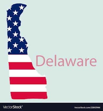 Delaware state of america with map flag print on vector image