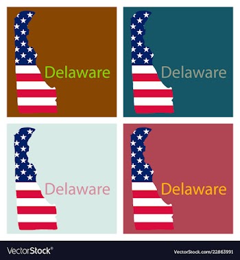 Delaware state of america with map flag print on vector image