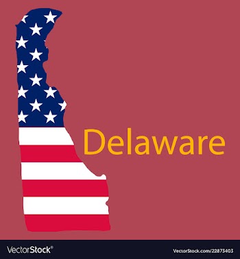 Delaware state of america with map flag print on vector image