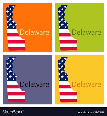 Delaware state of america with map flag print on vector image