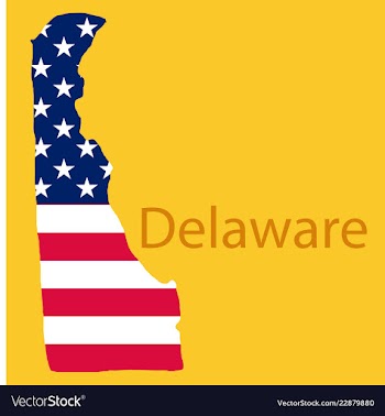 Delaware state of america with map flag print on vector image