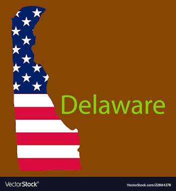 Delaware state of america with map flag print on vector image