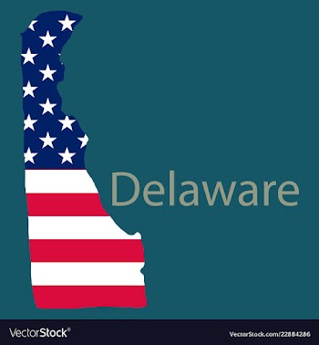 Delaware state of america with map flag print on vector image